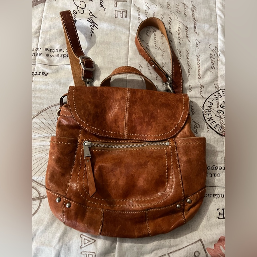 Fossil leather small backpack/purse